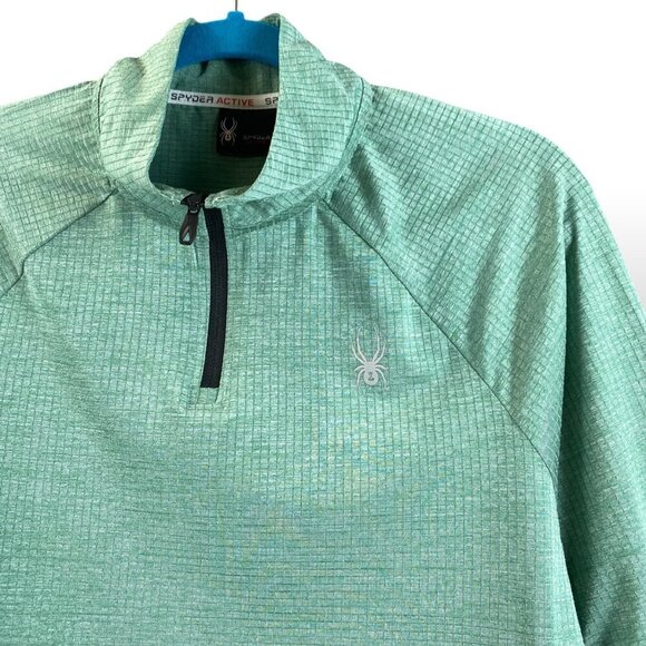 Spyder Active ProWeb Pullover Mens Sz M GRN 1/4 Zip LS 4Way Performance Stretch - Picture 4 of 12